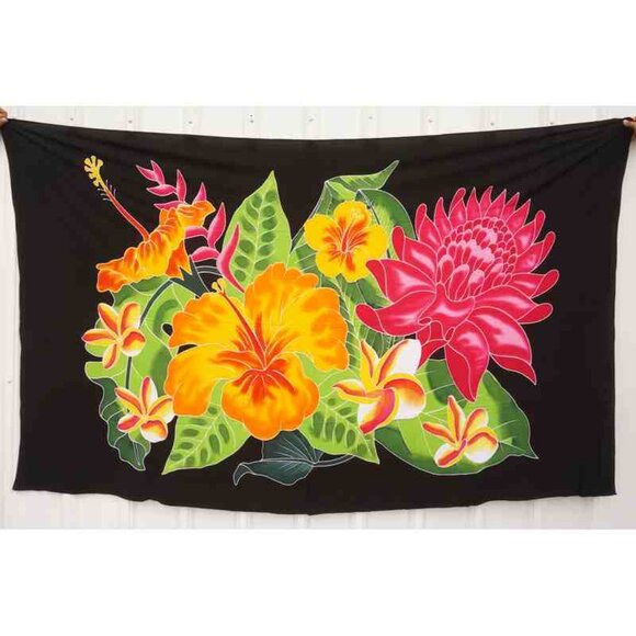 CM10 Floral Batik Plus 38" Open Hand Painted Cover Up Midi Cardigan fit up to 5X - Picture 2 of 2